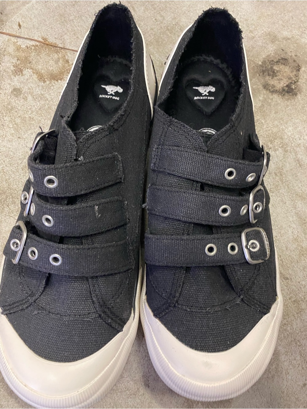 Black womens Canvas Strap Sneakers -